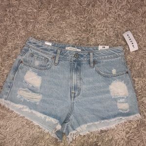 High rise denim shorts
